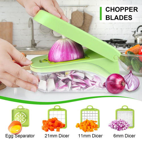 16 in 1 Vegetable Chopper,Zacenei Multifunctional Veggie Chopper for Salad Garlic Carrot Egg Separator Food Chopper w... - Image 2