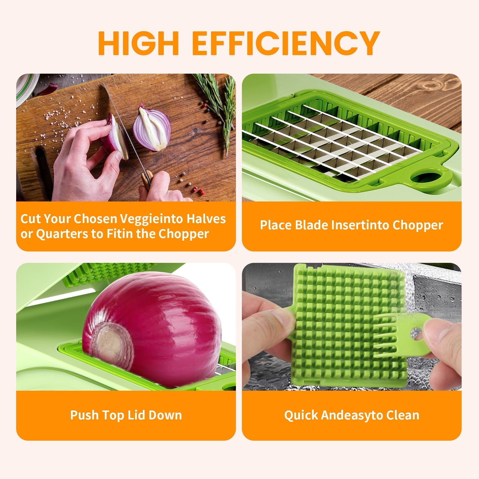 16 in 1 Vegetable Chopper,Zacenei Multifunctional Veggie Chopper for Salad Garlic Carrot Egg Separator Food Chopper w... - Image 6