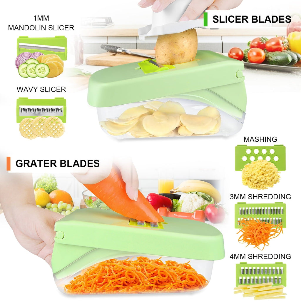 16 in 1 Vegetable Chopper,Zacenei Multifunctional Veggie Chopper for Salad Garlic Carrot Egg Separator Food Chopper w... - Image 3